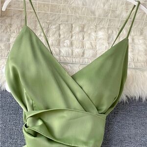 Nordstrom Green Asymmetrical‎ Wrap Camisole Dress